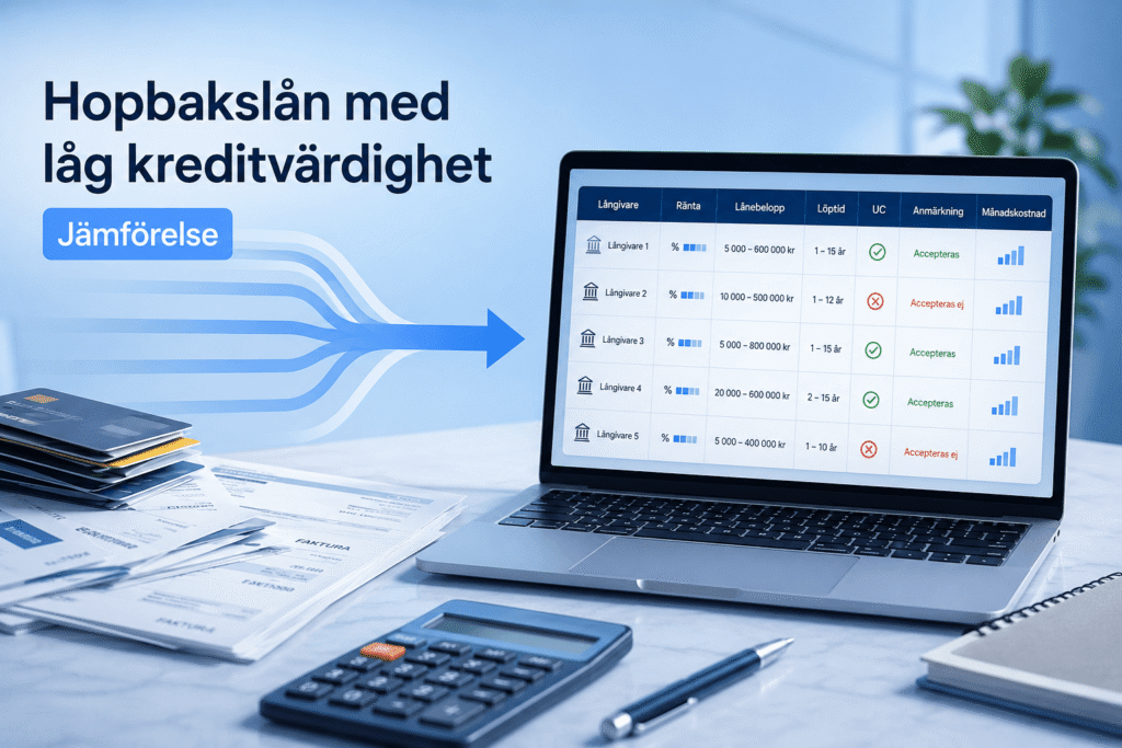 Hopbakslån med låg kreditvärdighet – Jämförelse